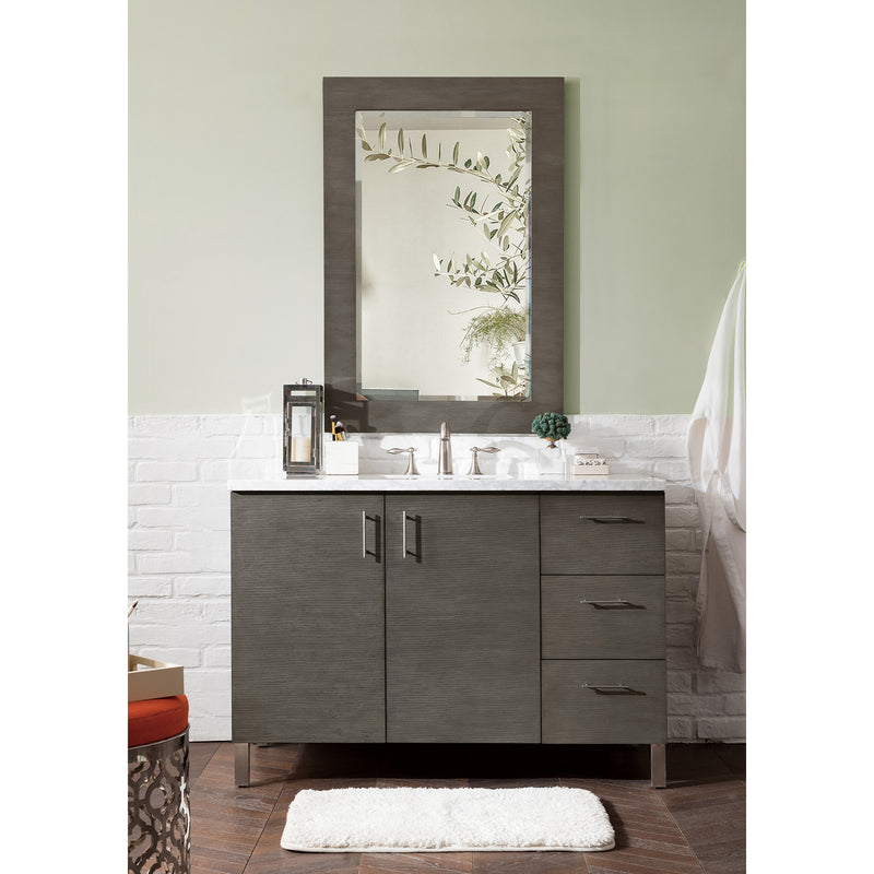 James Martin Metropolitan 48" Silver Oak Single Vanity with 3 cm Carrara Marble Top 850-V48-SOK-3CAR