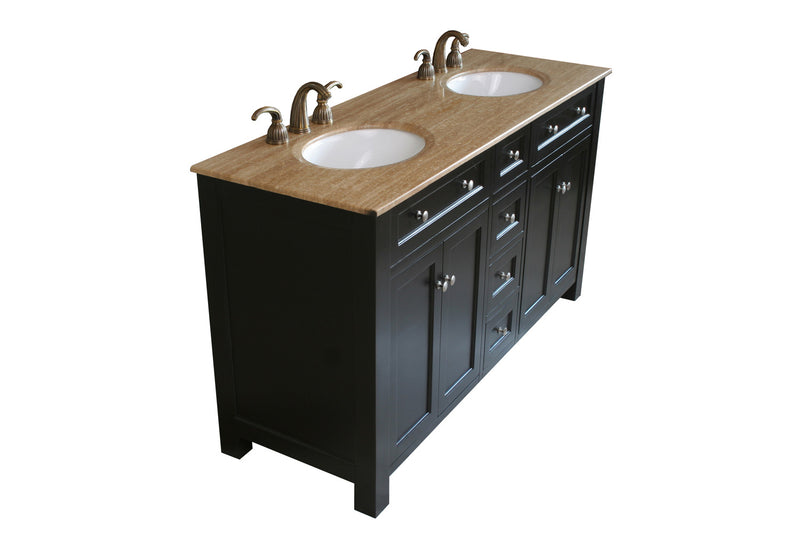 Bellaterra 62" Double Sink Vanity Wood Black 603210