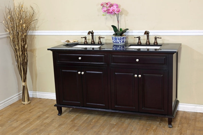 Bellaterra 62" Double Sink Vanity Dark Mahogany 603215-62DM-BG