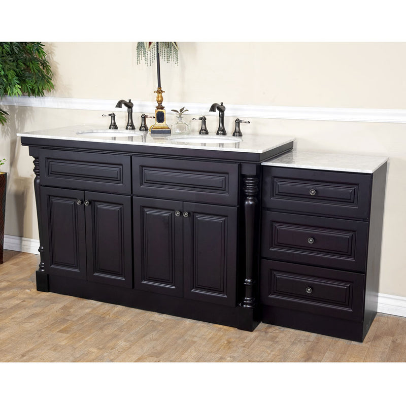 Bellaterra 74" Double Sink Vanity Dark Mahogany 605522B