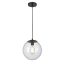 Tolland Mini Pendant shown in the Matte Black finish with a Seedy shade