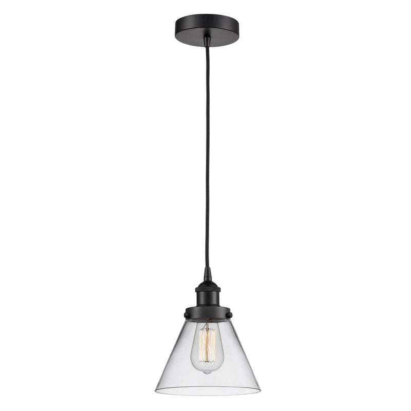 Cone Mini Pendant shown in the Matte Black finish with a Clear shade