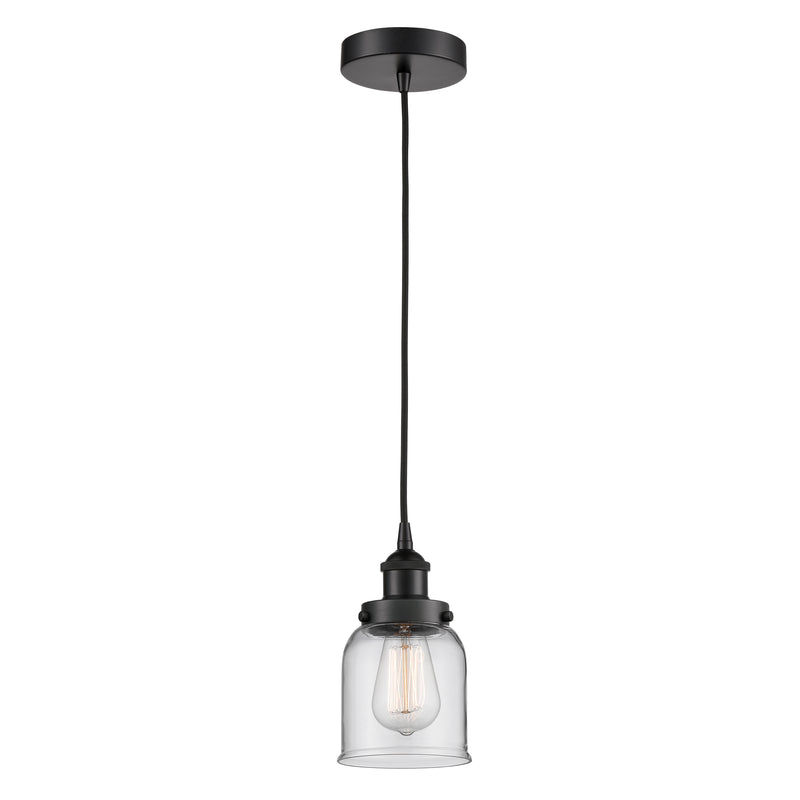 Bell Mini Pendant shown in the Matte Black finish with a Clear shade