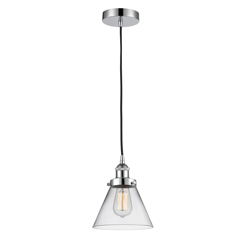 Cone Mini Pendant shown in the Polished Chrome finish with a Clear shade