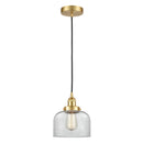 Bell Mini Pendant shown in the Satin Gold finish with a Clear shade