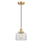 Bell Mini Pendant shown in the Satin Gold finish with a Clear shade