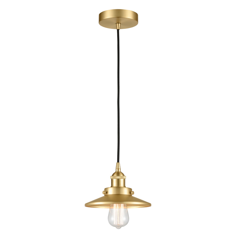 Railroad Mini Pendant shown in the Satin Gold finish with a Satin Gold shade