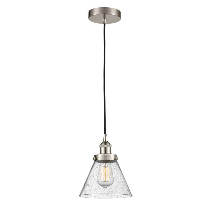 Cone Mini Pendant shown in the Brushed Satin Nickel finish with a Seedy shade