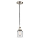 Bell Mini Pendant shown in the Brushed Satin Nickel finish with a Clear shade