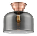 Bell Flush Mount shown in the Antique Copper finish with a Plated Smoke shade