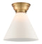 Cone Flush Mount shown in the Brushed Brass finish with a Matte White shade