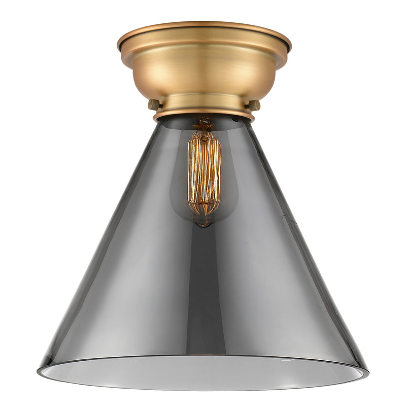 Cone Flush Mount shown in the Brushed Brass finish with a Plated Smoke shade