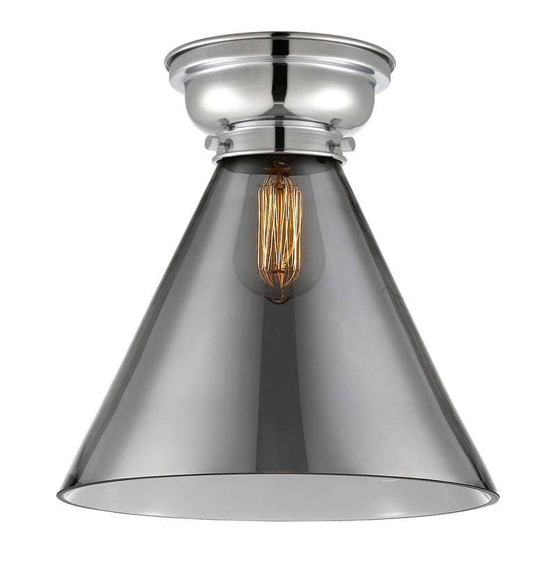 Cone Flush Mount shown in the Polished Chrome finish with a Plated Smoke shade