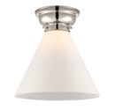 Cone Flush Mount shown in the Polished Nickel finish with a Matte White shade