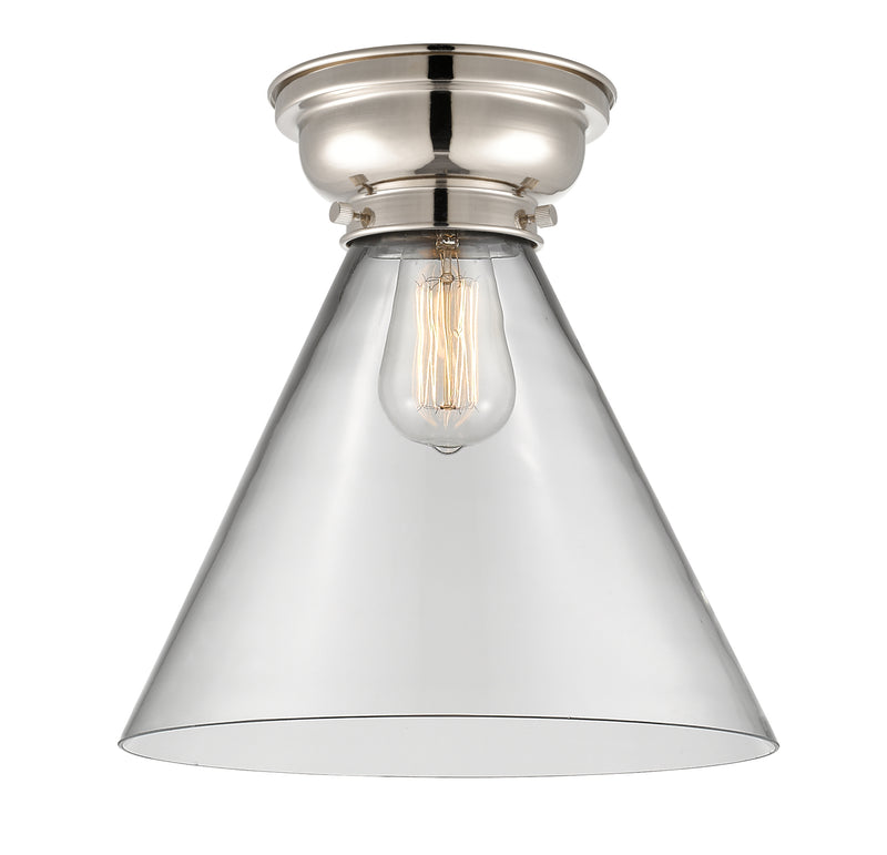 Cone Flush Mount shown in the Polished Nickel finish with a Clear shade