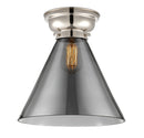 Cone Flush Mount shown in the Polished Nickel finish with a Plated Smoke shade