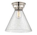 Cone Flush Mount shown in the Polished Nickel finish with a Seedy shade