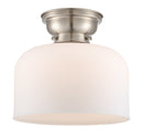 Bell Flush Mount shown in the Brushed Satin Nickel finish with a Matte White shade