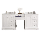 James Martin De Soto 82" Double Vanity Set Bright White with Makeup Table 3 cm Classic White Quartz Top 825-V82-BW-DU-CLW