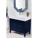 James Martin Linear 36" Single Vanity Victory Blue with Glossy White Composite Top 210-V36-VBL-GW