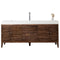 James Martin Linear 72" Single Vanity Mid Century Walnut with Glossy White Composite Top 210-V72S-WLT-GW