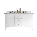 James Martin Palisades 60" Double Vanity Bright White with 3 cm Carrara Marble Top 527-V60D-BW-3CAR