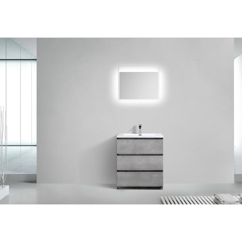 Alma Vanity Alma Edison 30" Cement Gray Vanity with Integrated White Sink EDISON30-CG