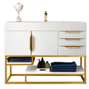 James Martin Columbia 48" Single Vanity Glossy White Radiant Gold 388-V48-GW-RG