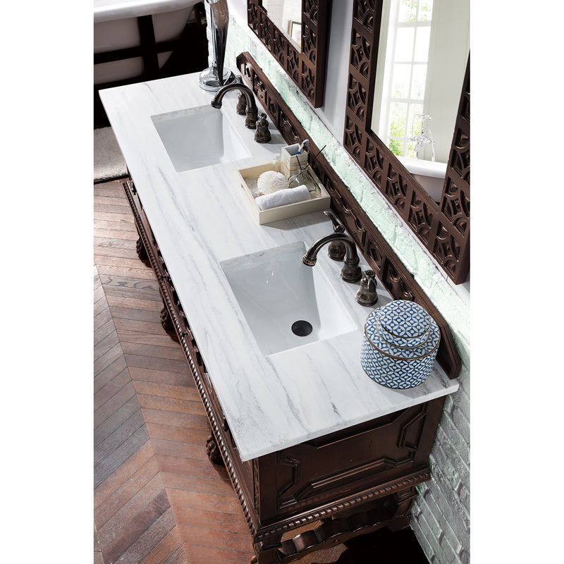 James Martin Balmoral 72" Antique Walnut Double Vanity with 3 cm Arctic Fall Solid Surface Top 150-V72-ANW-3AF