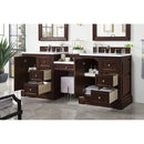 James Martin De Soto 82" Double Vanity Set Burnished Mahogany with Makeup Table 3 cm Arctic Fall Solid Surface Top 825-V82-BNM-DU-AF