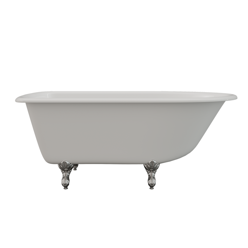 Cambridge Plumbing Cast Iron Rolled Rim Clawfoot Tub 55"x30", 3 3/8" Drillings PC Feet