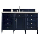 James Martin Brittany 60" Victory Blue Single Vanity with 3 cm Eternal Jasmine Pearl Quartz Top 650-V60S-VBL-3EJP