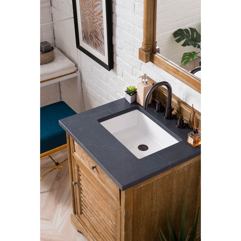 James Martin Savannah 26" Single Vanity Cabinet Driftwood with 3 cm Charcoal Soapstone Quartz Top 238-104-V26-DRF-3CSP