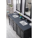 James Martin Brittany 72" Black Onyx Double Vanity with 3 cm Charcoal Soapstone Quartz Top 650-V72-BKO-3CSP