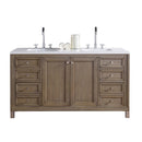 James Martin Chicago 60" Double Vanity Whitewashed Walnut with 3 cm Classic White Quartz Top 305-V60D-WWW-3CLW