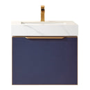 Alicante 24" Single Sink Bath Vanity in Blue with White Sintered Stone Top and Mirror