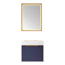 Alicante 24" Single Sink Bath Vanity in Blue with White Sintered Stone Top and Mirror