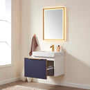 Alicante 24" Single Sink Bath Vanity in Blue with White Sintered Stone Top and Mirror