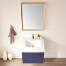 Alicante 24" Single Sink Bath Vanity in Blue with White Sintered Stone Top and Mirror