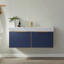 Alicante 48" Vanity in Classic Blue with White Sintered Stone Countertop and undermount sink With Mirror