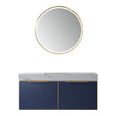 Alicante 48" Vanity in Classic Blue with White Sintered Stone Countertop and undermount sink With Mirror