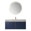 Alicante 48" Vanity in Classic Blue with White Sintered Stone Countertop and undermount sink With Mirror