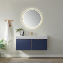 Alicante 48" Vanity in Classic Blue with White Sintered Stone Countertop and undermount sink With Mirror