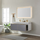 Alicante 48M" Vanity in Classic Blue with White Sintered Stone Countertop and undermount sink With Mirror