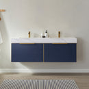 Alicante 60" Vanity in Classic Blue with White Sintered Stone Countertop and undermount sink With Mirror