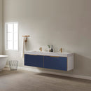 Alicante 72" Vanity in Classic Blue with White Sintered Stone Countertop and undermount sink With Mirror