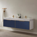 Alicante 72" Vanity in Classic Blue with White Sintered Stone Countertop and undermount sink With Mirror