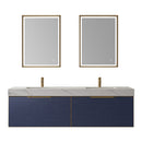 Alicante 72" Vanity in Classic Blue with White Sintered Stone Countertop and undermount sink With Mirror