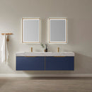 Alicante 72" Vanity in Classic Blue with White Sintered Stone Countertop and undermount sink With Mirror