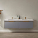 Alicante 72" Vanity in Classic Blue with White Sintered Stone Countertop and undermount sink With Mirror